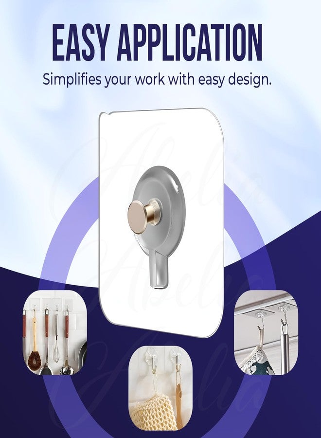 ABELIA 20 Pack Heavy Duty Self-Adhesive 10 Screw Hooks and 10 Hanging Wall Hooks as Strong Wall Hanging Solutions Without Drilling for Kitchen and Bathroom Accessories (Screw Hook Hanger, Trasparent) - Image 5